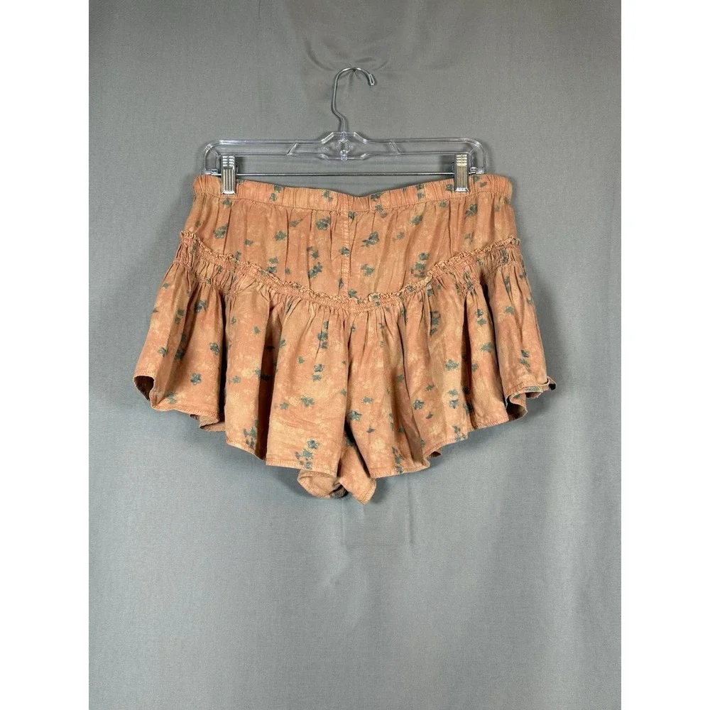 Free People Callista Printed Shorts Peach Boho Cottagecore Women's Medium - Picture 7 of 14